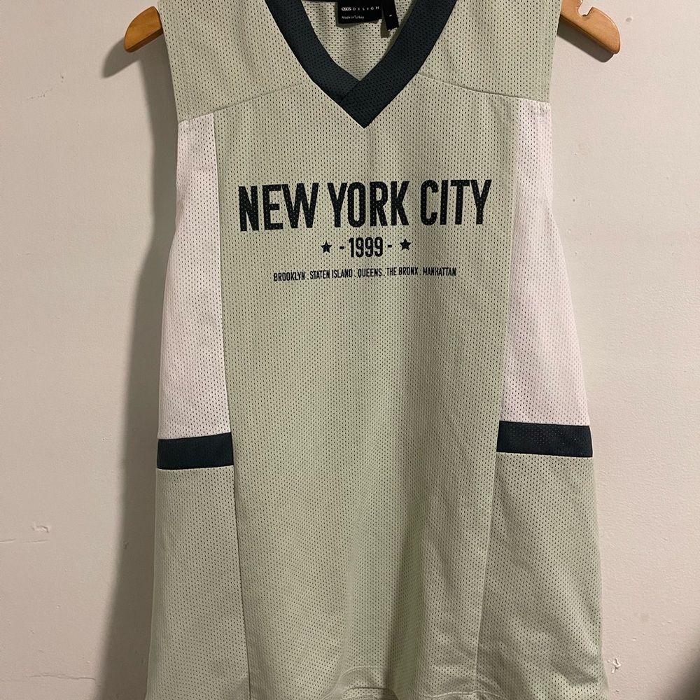 ASOS Men’s New York City Mesh Jersey in Light Sage and Black